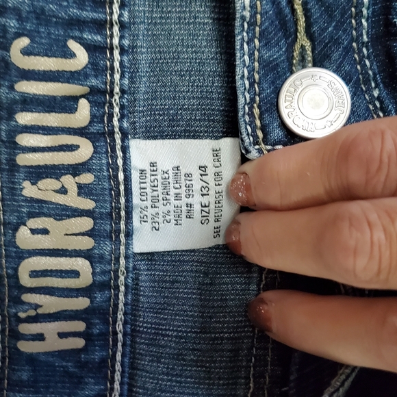 Hydraulic Denim Mini Skirt Size 13/14 - Picture 4 of 4